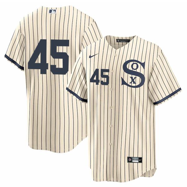 Men Chicago White Sox 45 No Name Cream stripe Dream version Game Nike 2021 MLB Jerseys